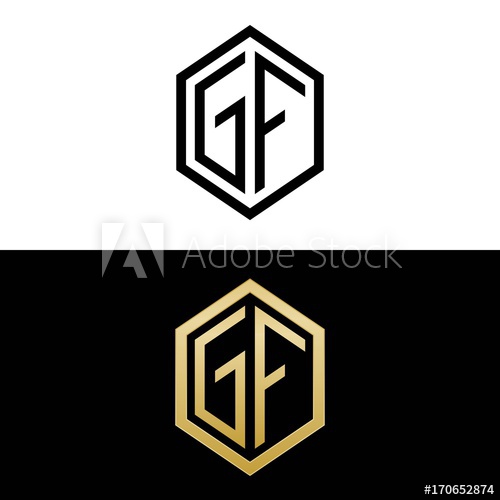 500x500 Initial Letters Logo Gf Black And Gold Monogram Hexagon Shape
