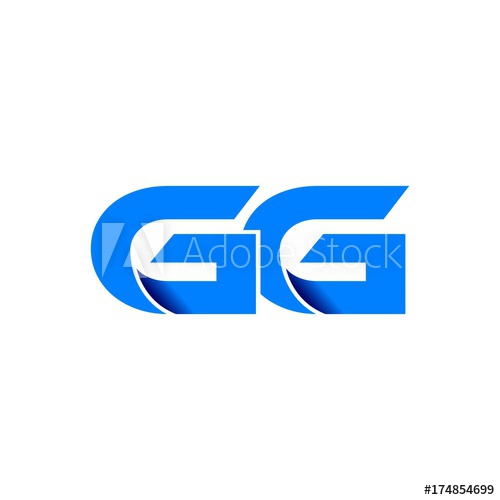 500x500 Gg Logo Initial Logo Vector Modern Blue Fold Style