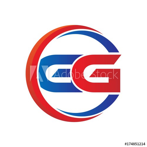 500x500 Gg Logo Vector Modern Initial Swoosh Circle Blue And Red