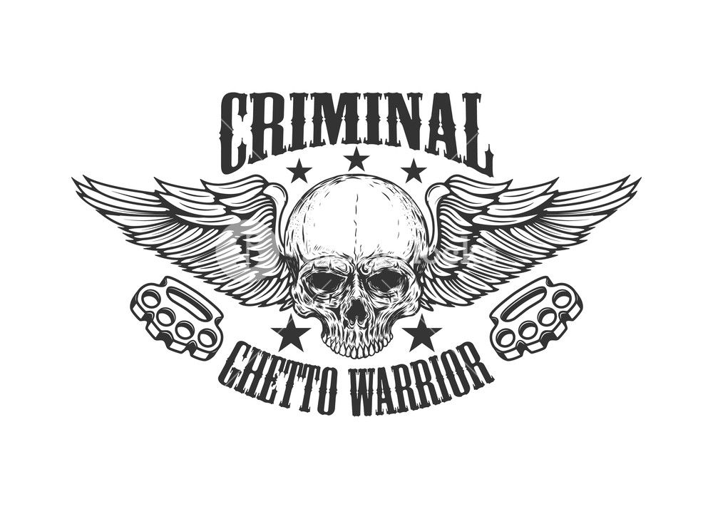 1000x714 Criminal Ghetto Warrior Skull With Wings And Brass Knuckles