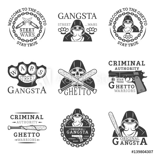 500x500 Gangster, Ghetto, Street Wars Set Of Vector Vintage Logos
