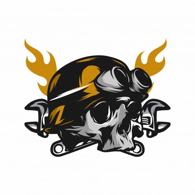 626x626 Skull Ghost Rider Road Vector Logo Design Illustration Premium