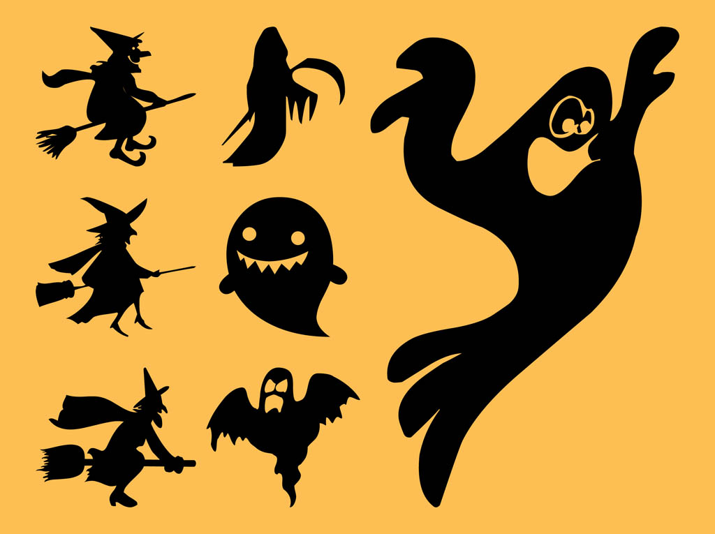 Ghosts And Witches Silhouettes Vector Art Graphics 1024x765 Ghosts And Witches Silhouettes Vector Art Graphics