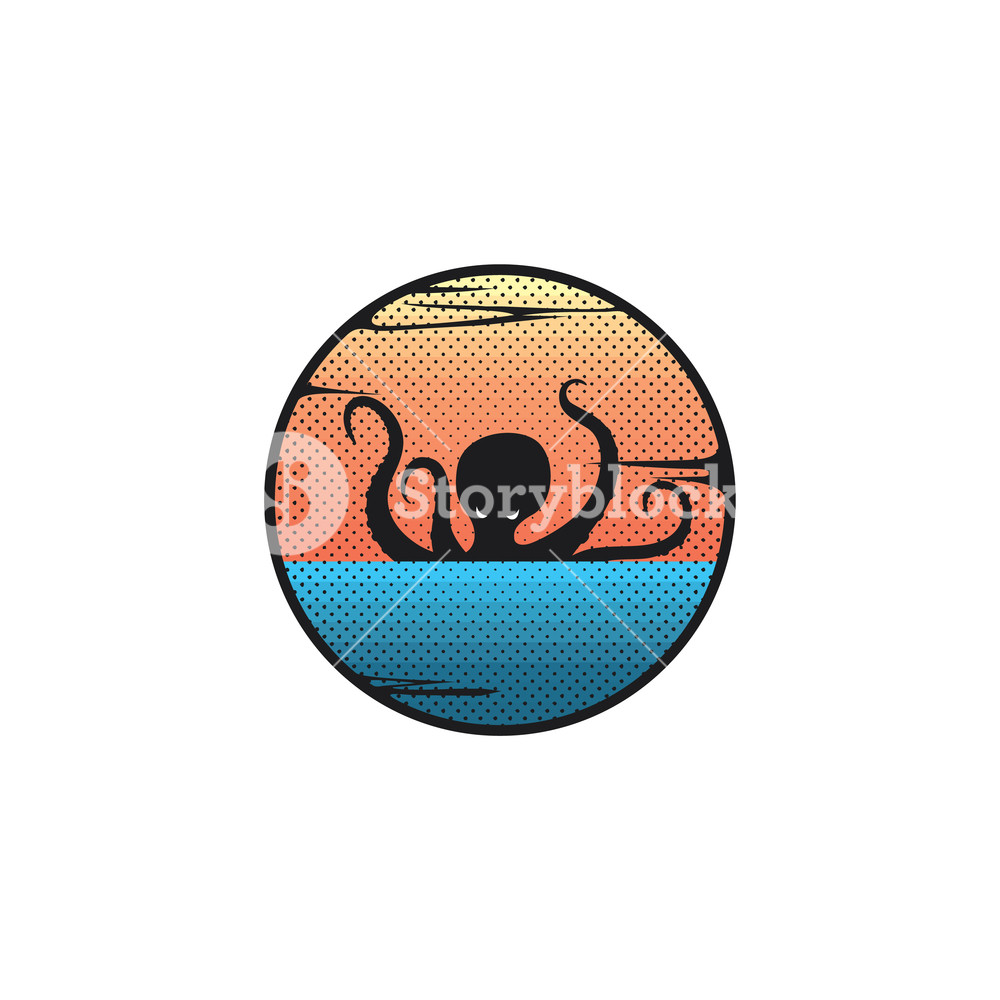 1000x1000 Giant Octopus Kraken Art Sign Vector Royalty Free Stock Image
