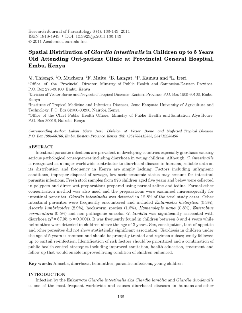 850x1100 Pdf Spatial Distribution Of Giardia Intestinalis In Children Up