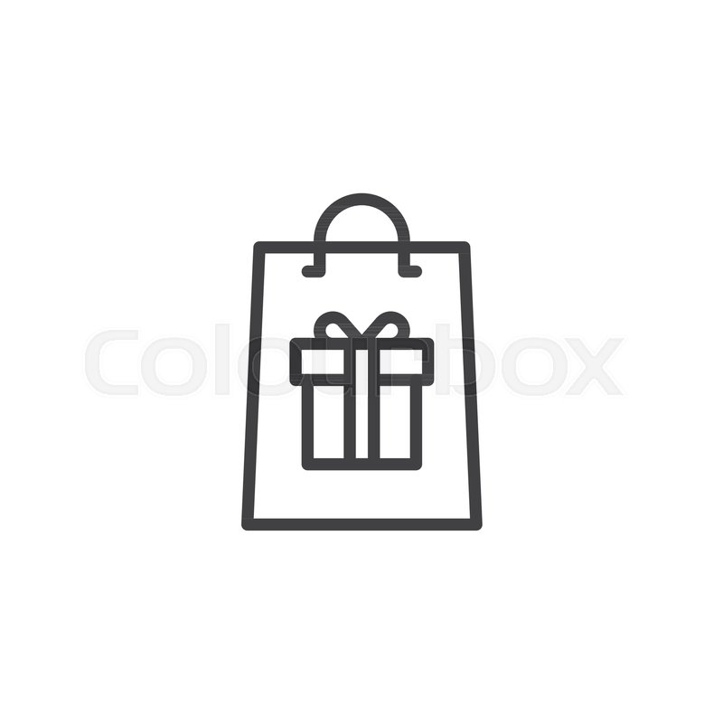 800x800 Shopping Bag With Gift Box Outline Stock Vector Colourbox