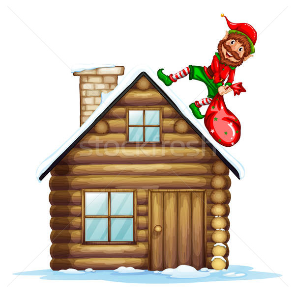 600x597 An Elf Carry Christmas Gift Bag Vector Illustration Matthew Cole