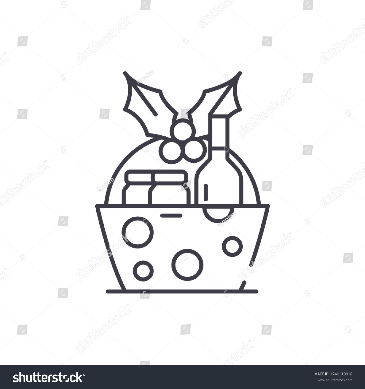 1500x1600 Christmas Gift Basket Line Icon Concept Christmas Gift Basket