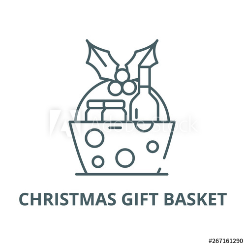 500x500 Christmas Gift Basket Vector Line Icon, Outline Concept, Linear