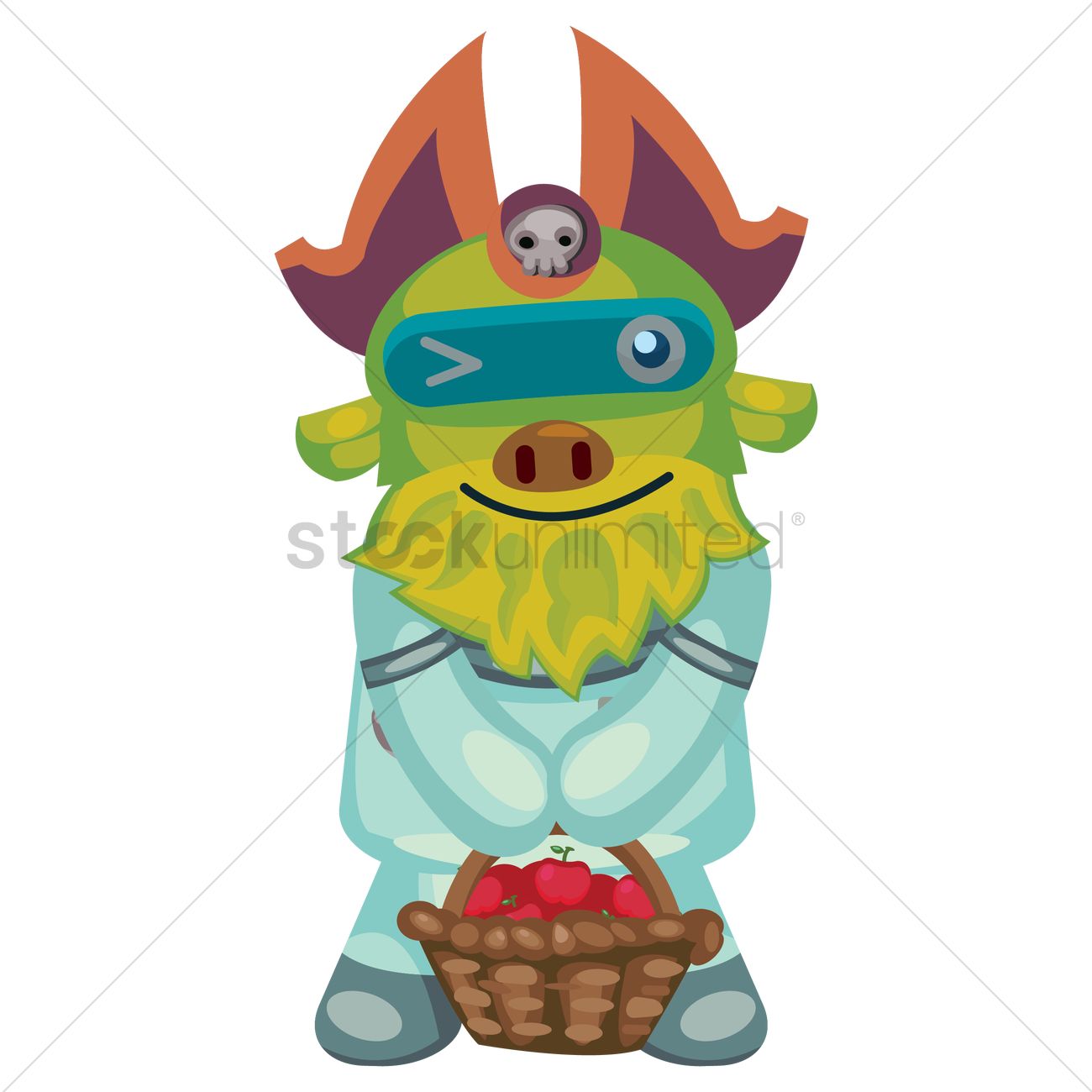 1300x1300 Pirate Creature Visits With Gift Basket Vector Image