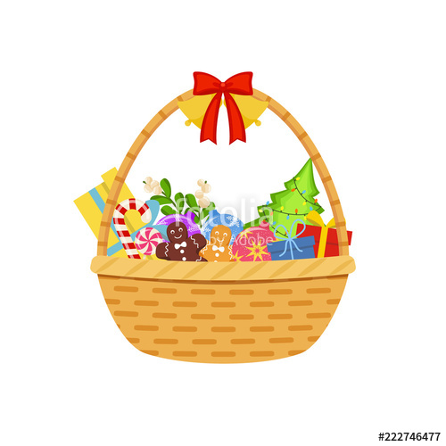500x500 Christmas Basket Vector Stock Image And Royalty Free Vector