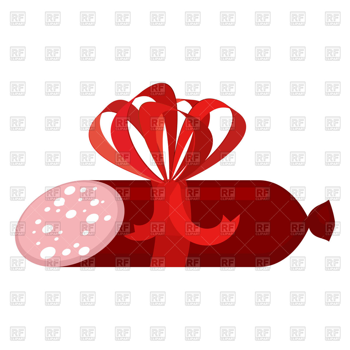 1200x1200 Salami Gift With Red Bow Vector Image Of Food And Beverages