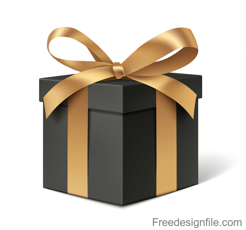 500x467 Gloden Ribbon Bows With Black Gift Box Vector Free Download