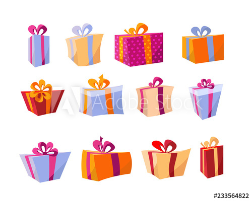 500x400 Vector Set Of Different Colorful Gift Boxes Beautiful Present Box