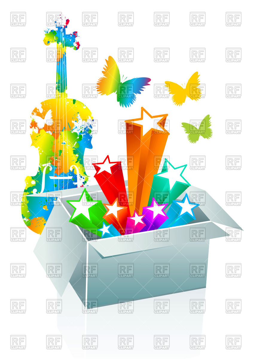 866x1200 Entertainment Conception With Open Gift Box Vector Image