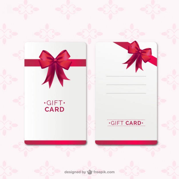626x626 Gift Card Template With Red Ribbon Vector Free Download