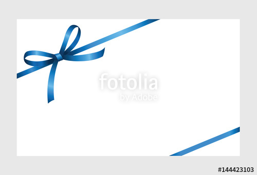 500x342 Gift Certificate, Gift Card With Blue Ribbon And A Bow On White