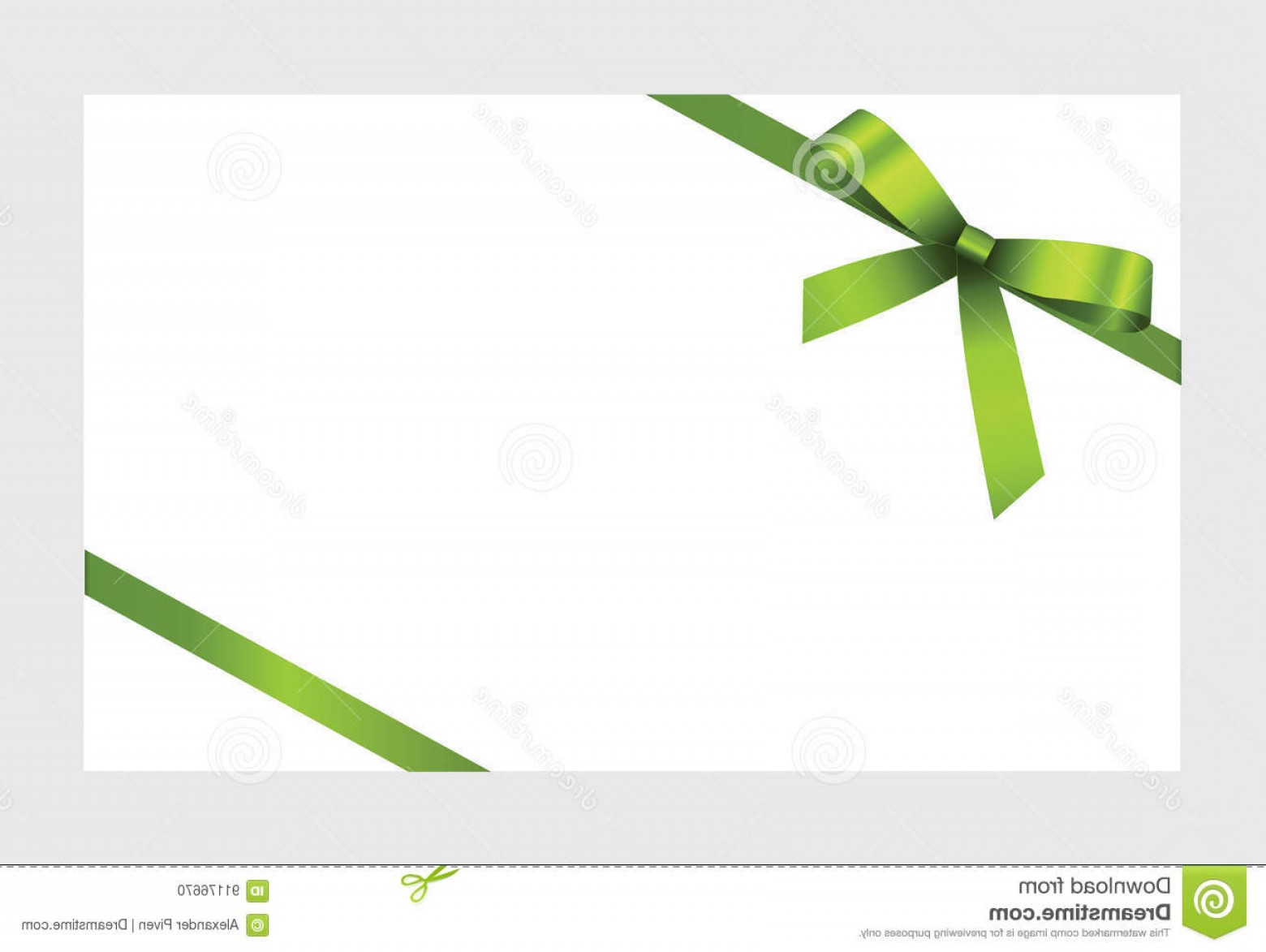 1560x1173 Stock Illustration Gift Card Green Ribbon Bow Certificate White