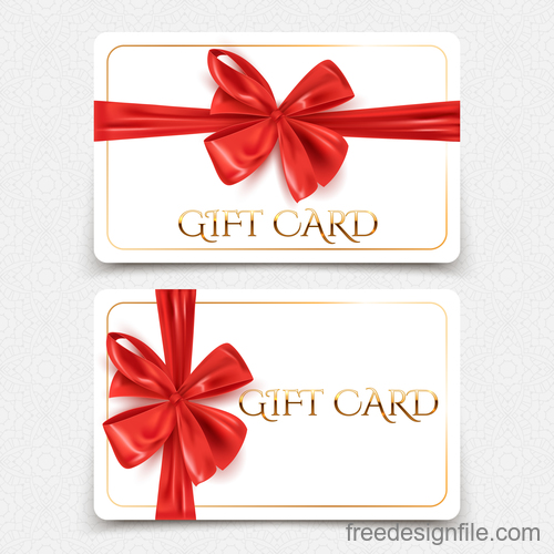500x500 White Gift Card Template With Red Bows Vector Free Download