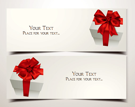 Holiday Gift Cards With Red Ribbons And Bows Free Vector Graphic 574x454 Holiday Gift Cards With Red Ribbons And Bows Free Vector Graphic