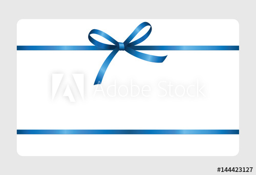 500x342 Gift Certificate, Gift Card With Blue Ribbon And A Bow On White