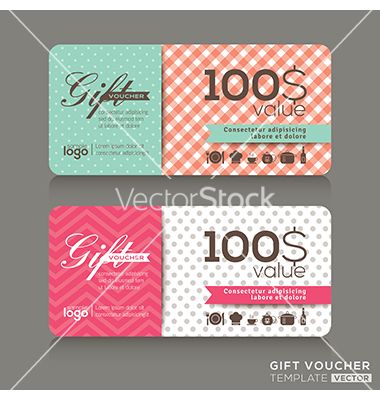 380x400 Cute Gift Voucher Certificate Coupon Template Vector