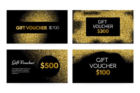 450x301 Gift Voucher Or Gift Certificate Vector Template With Golden