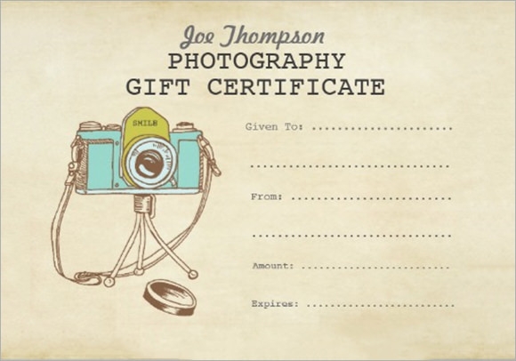 580x406 Photography Gift Certificate Template