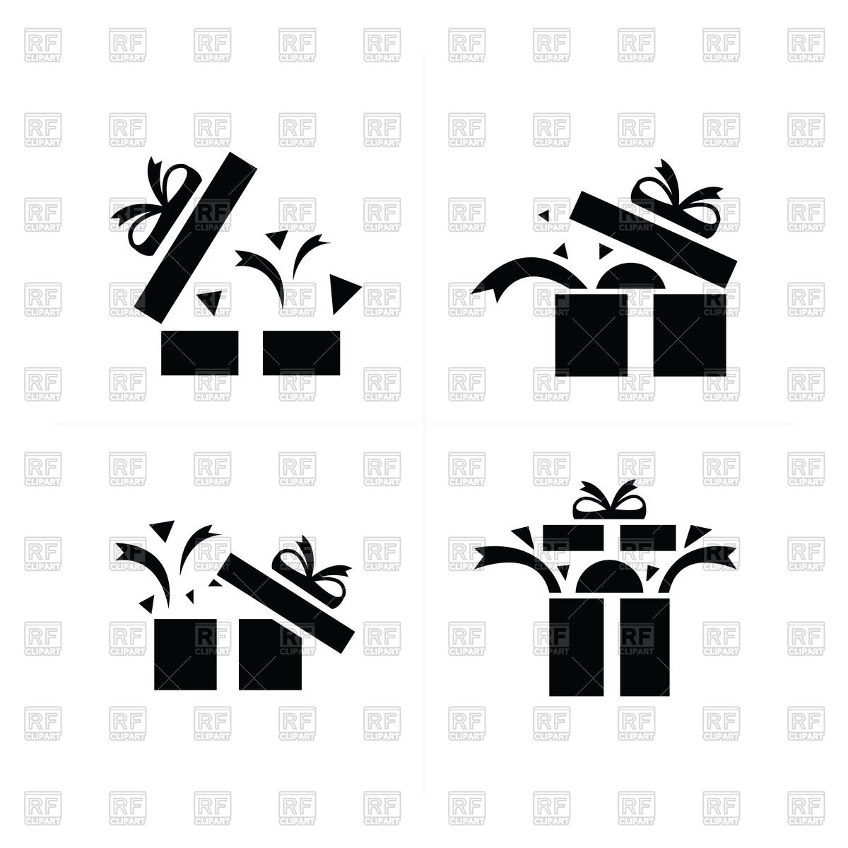 1200x1200 Set Of Open Gift Box Icons Vector Image Of Icons And Emblems
