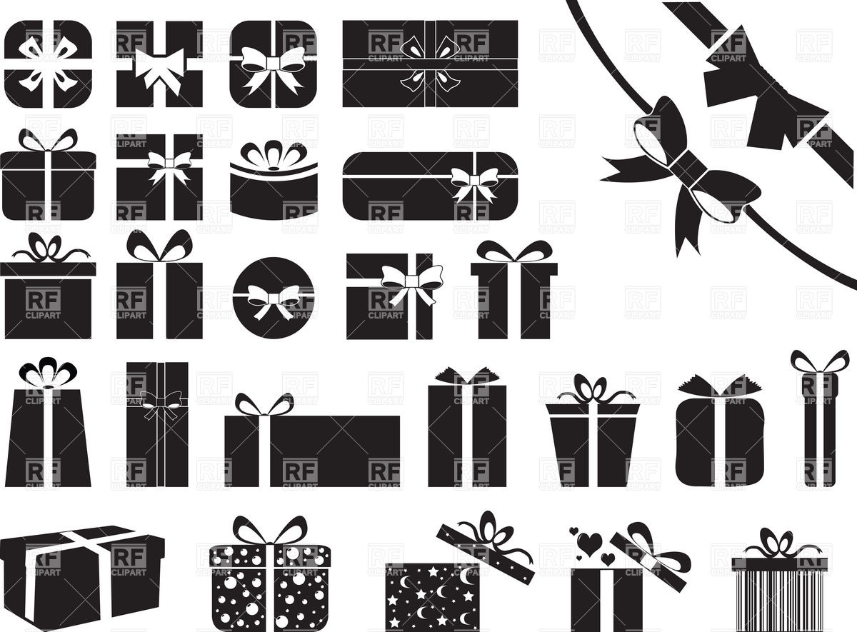 1200x885 Pictograms Of Gift Boxes With Bows And Ribbons Vector Image