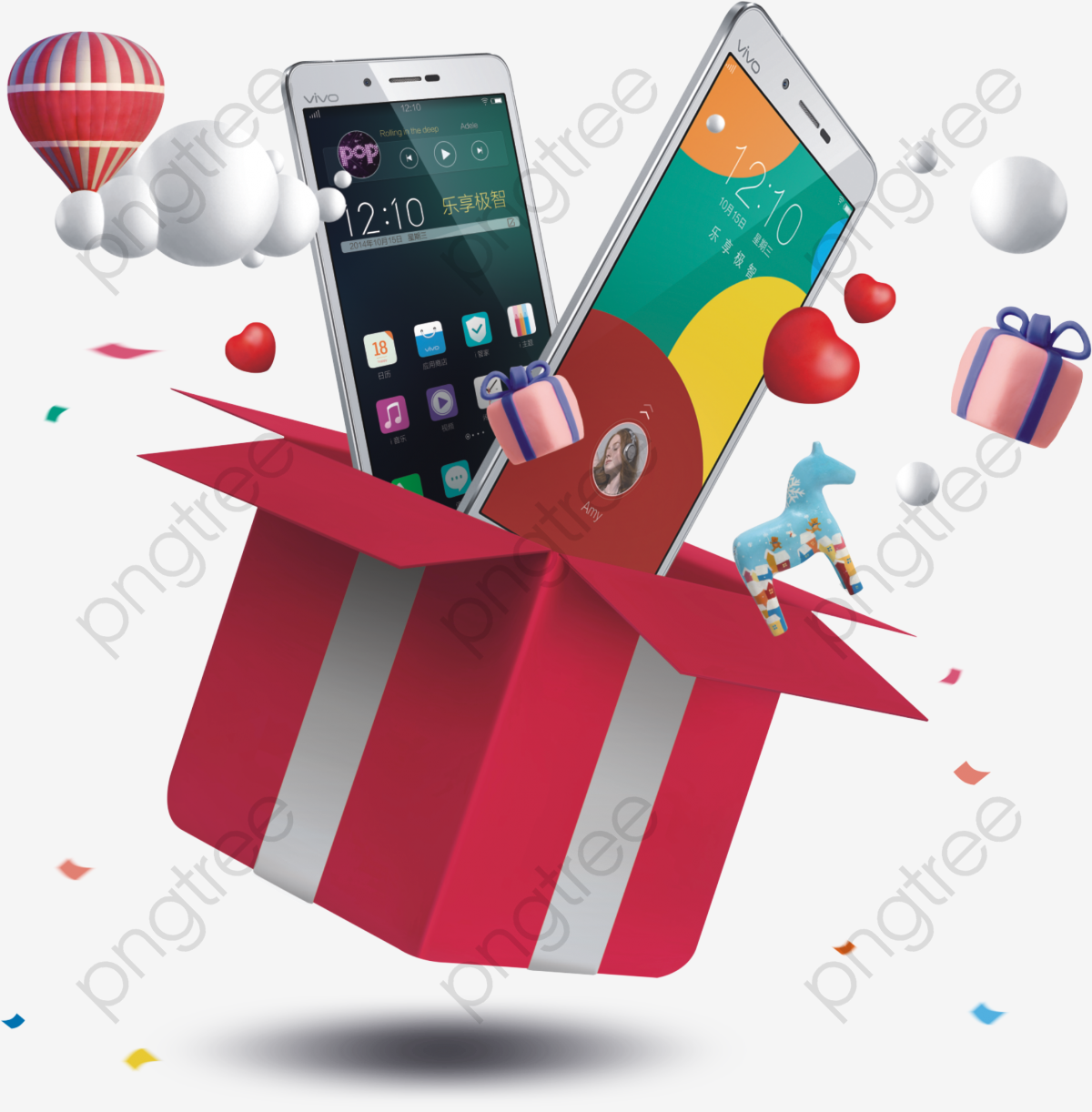 1200x1222 Gift Open Fly Out Of The Phone Vector, Mobile Phone, Gift Vector