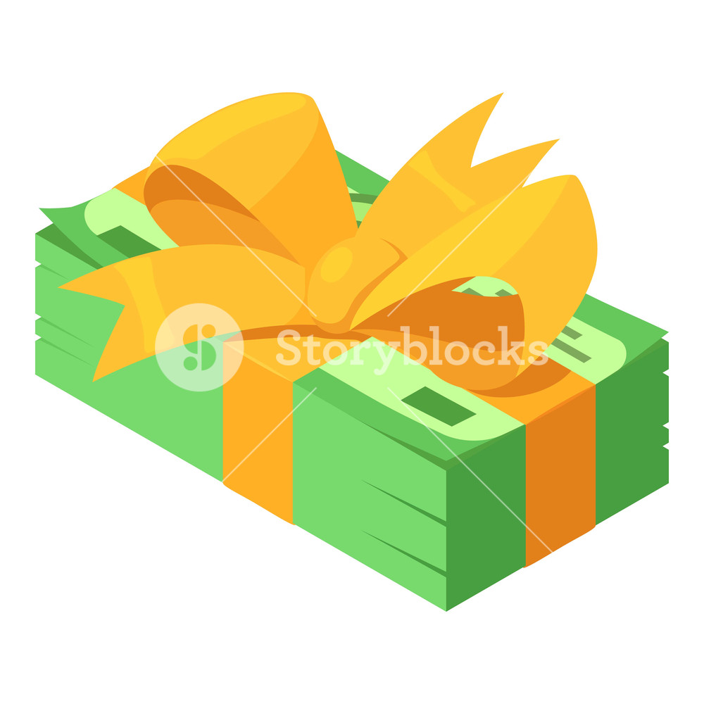 1000x1000 Pack Dollars Gift Icon Isometric Of Pack Dollars Gift Vector Icon