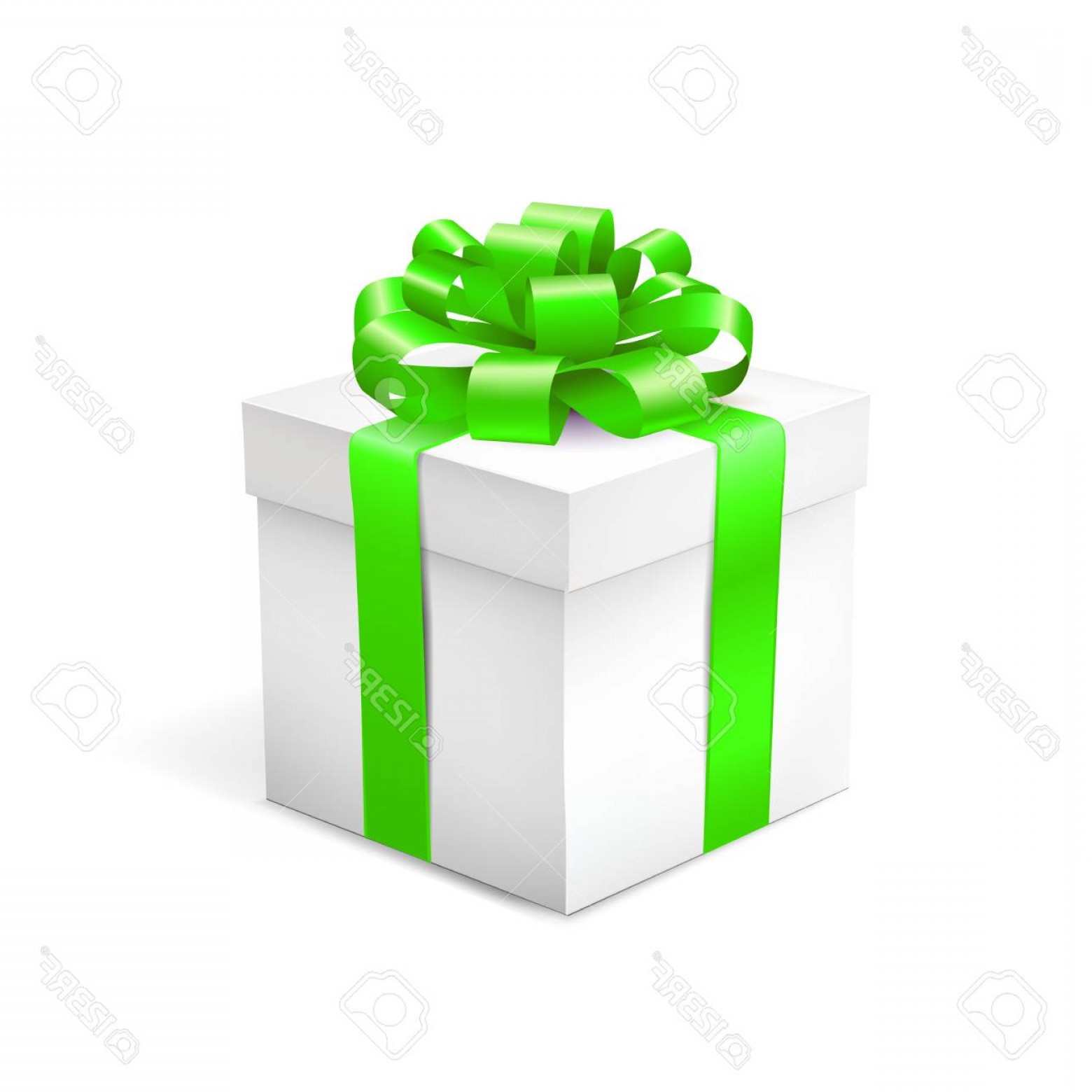 1560x1560 Photostock Vector Gift Box With Green Ribbon Isolated On White