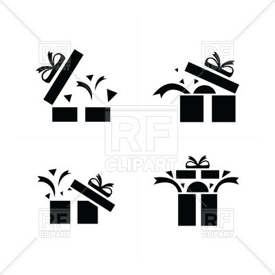 400x400 Set Of Open Gift Box Icons Vector Image Of Icons And Emblems