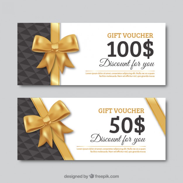 626x626 Gift Voucher Set With A Golden Bow Free Vectors Ui Download