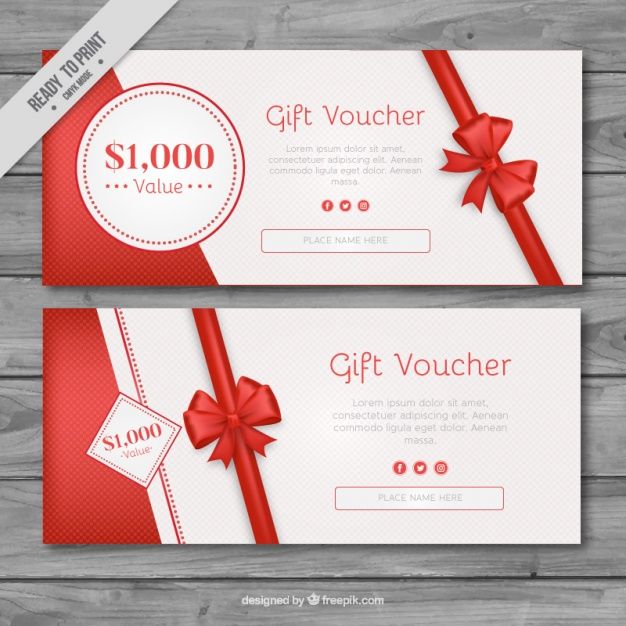 626x626 Gift Vouchers With Red Ribbons Free Vector Download Gift