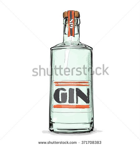 450x470 Hand Draw Of Gin Bottle Vector Illustration