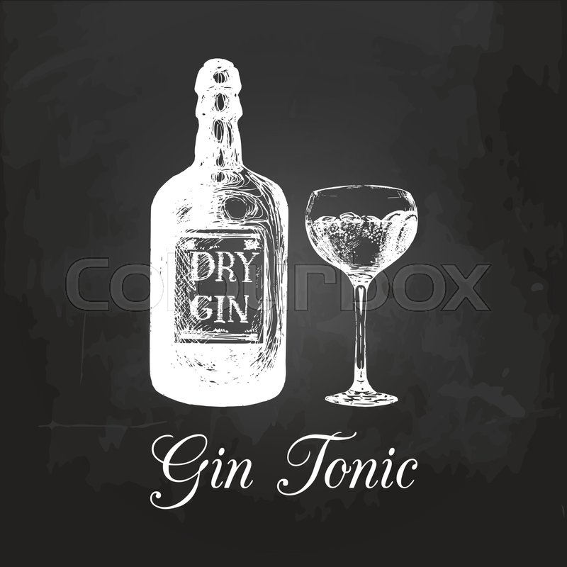 800x800 Hand Sketched Gin Bottle And Tonic Stock Vector Colourbox