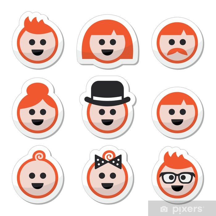700x700 People With Ginger Vector Hair Icons Set Wall Mural