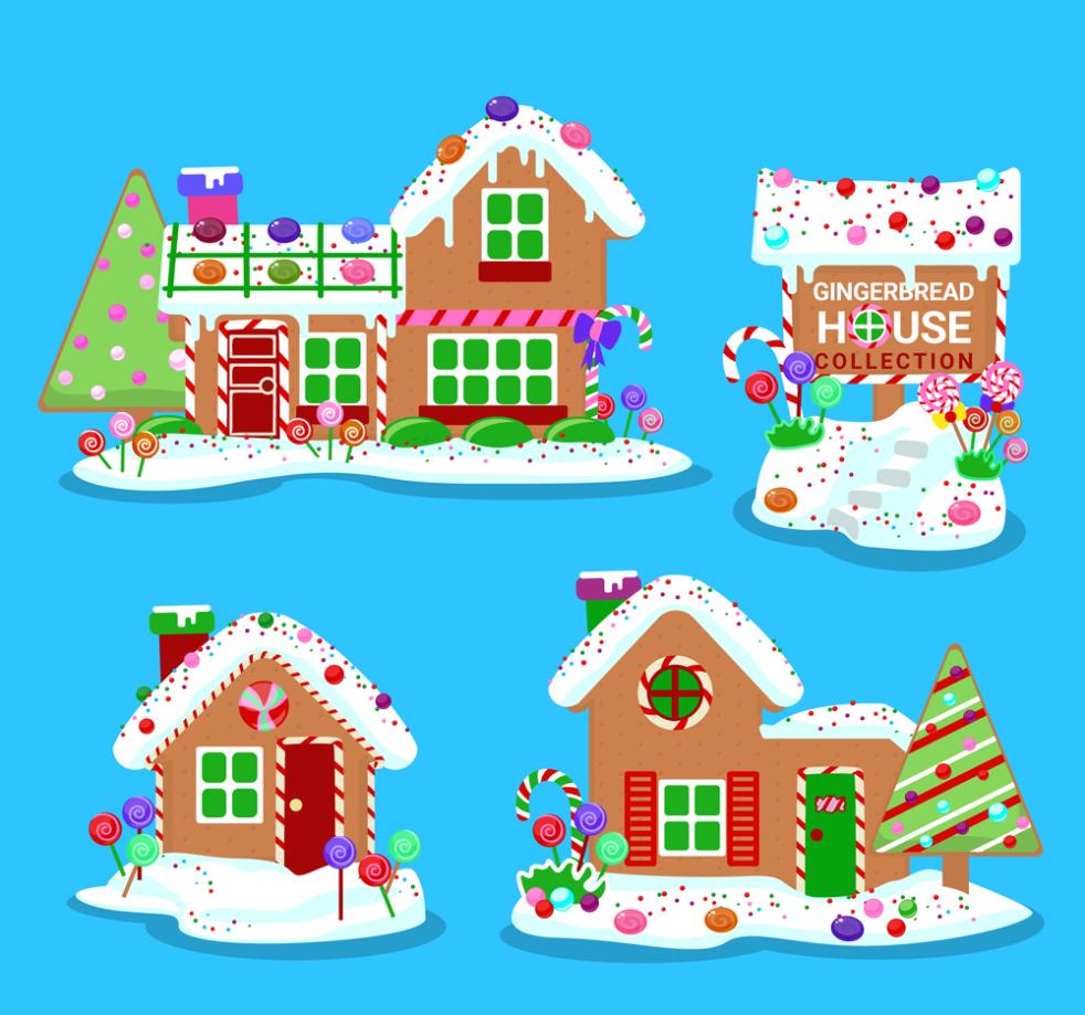 982x919 Delicious White Roof Gingerbread House Vector Free Vector