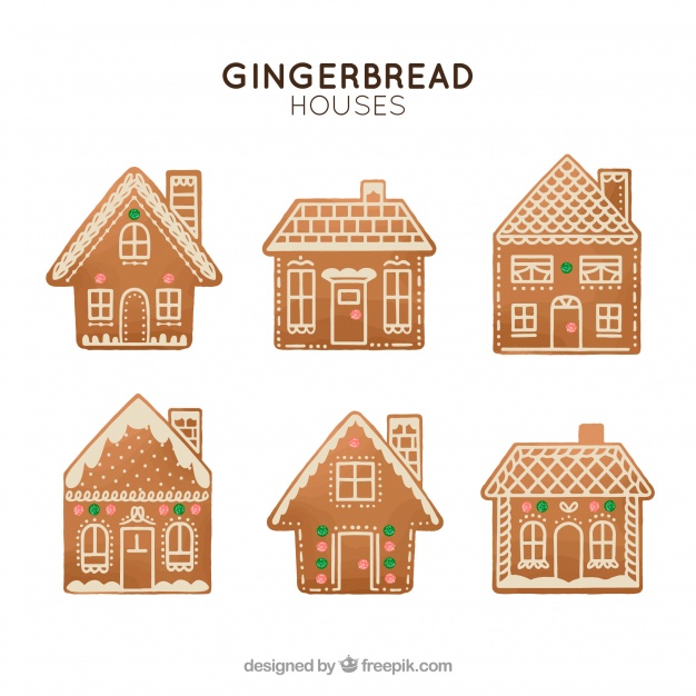 626x626 Pack Of Six Gingerbread Houses Vector Free Download