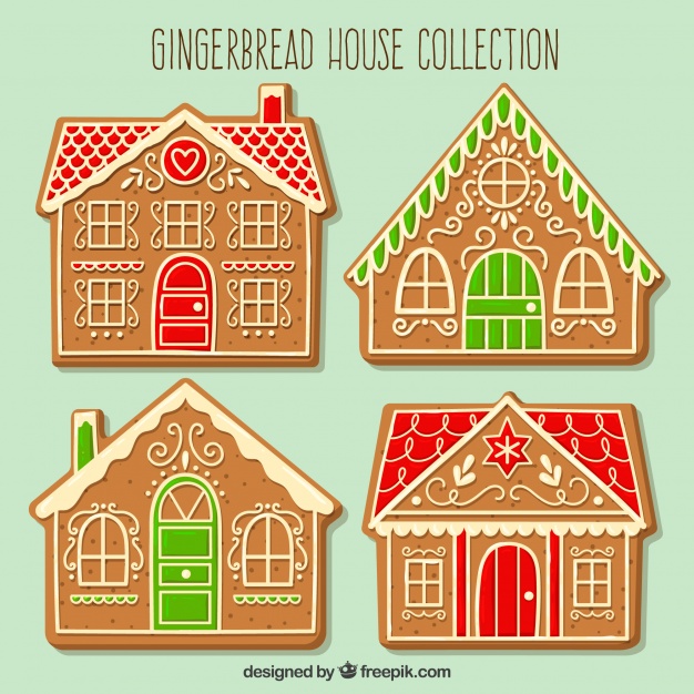 626x626 Set Of Hand Drawn Gingerbread Houses Vector Free Download
