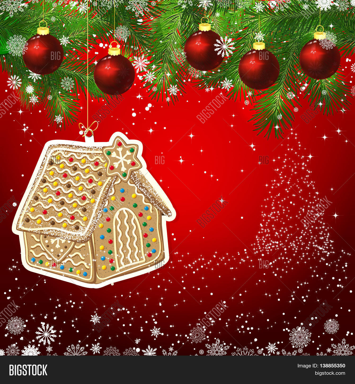 1500x1620 Vector Gingerbread House New Year Design Background Image