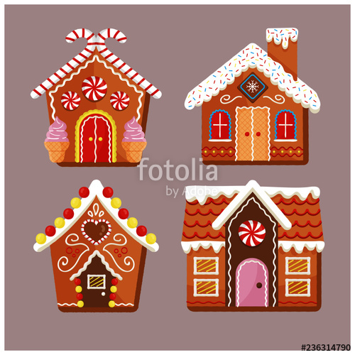 500x500 Set Of Merry Christmas Gingerbread House Stock Image And Royalty
