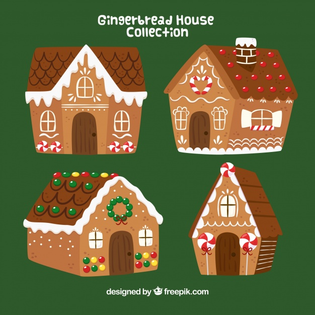 626x626 Christmas Hand Drawn Gingerbread Houses Vector Free Download