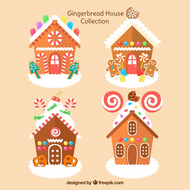 626x626 Cute Gingerbread House Set Vector Free Download