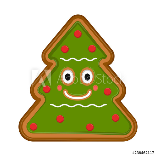 Happy Christmas Tree Gingerbread Vector Illustration Design 500x500 Happy Christmas Tree Gingerbread Vector Illustration Design