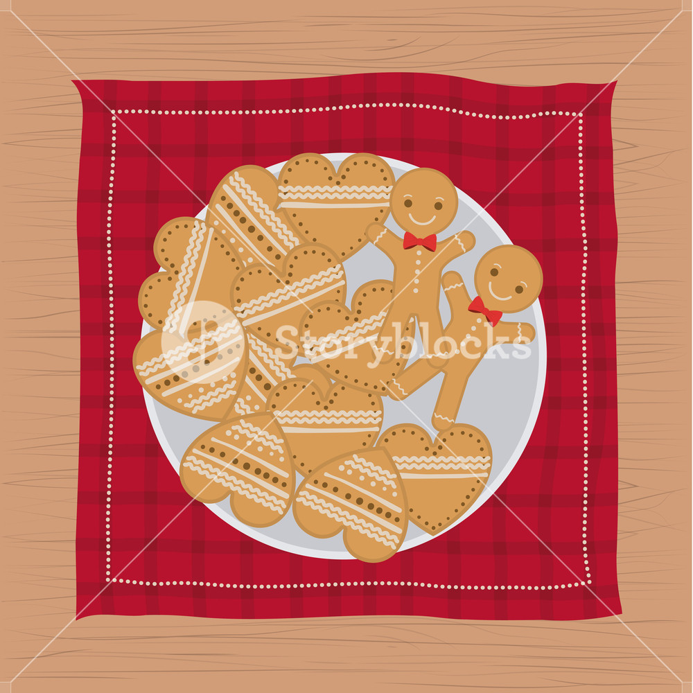 Christmas Napkin With Dish And Cookies Shape Of Heart 1000x1000 Christmas Napkin With Dish And Cookies Shape Of Heart