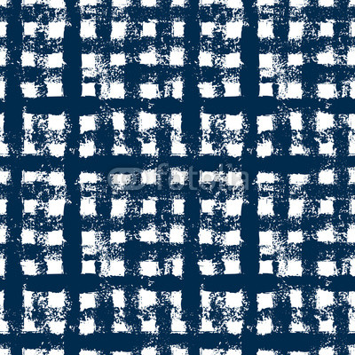 400x400 Blue And White Checkered Grunge Gingham Seamless Pattern, Vector
