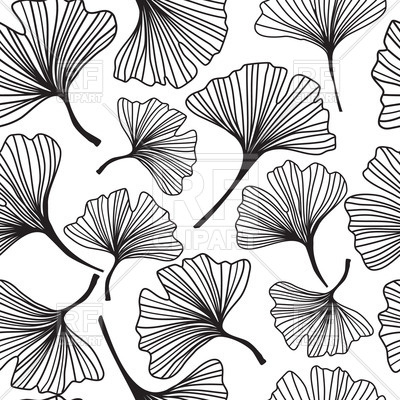 400x400 Seamless Floral Background With Sketch Of Ginkgo Biloba Vector